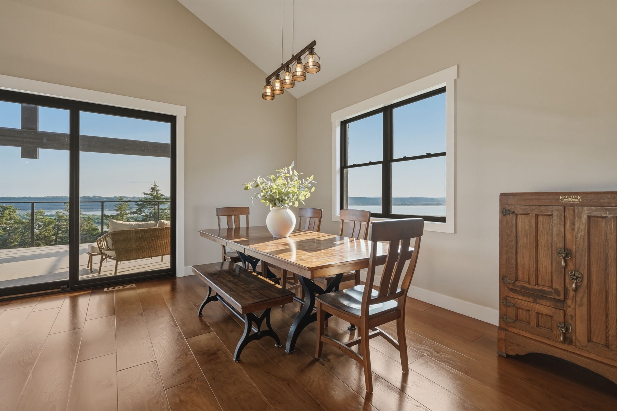 Dining room table by the windows