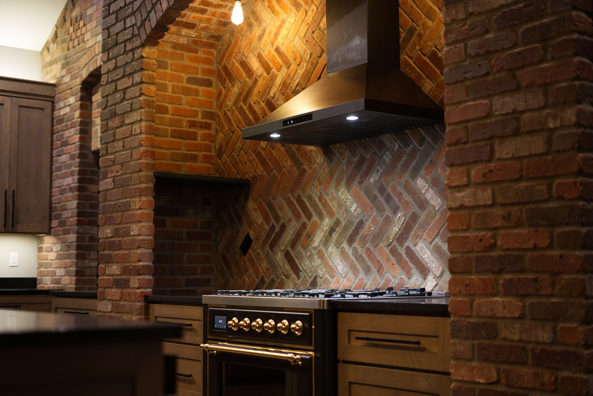 Range hood detail lit at night